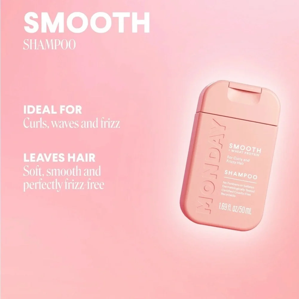 7 MONDAY Haircare SMOOTH Shampoo Softens Tames Curly Wavy Hair